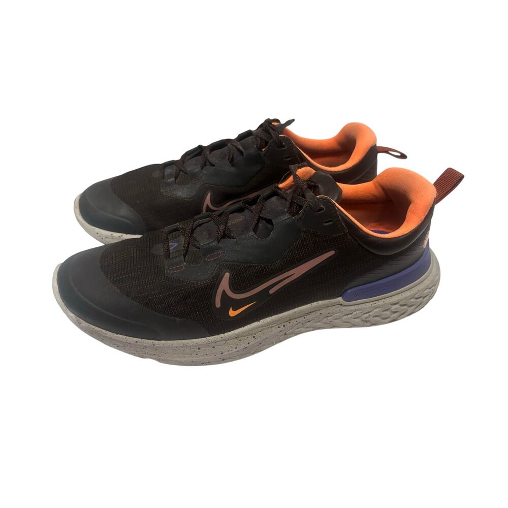 Nike Shield React Trail Running Shoes Men’s 10 Black Orange Weather Resistant